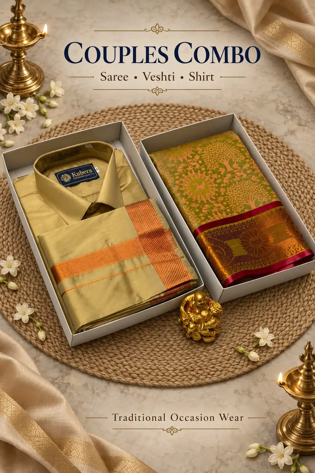 Traditional Tree Motif Brocade Couple Combo Set